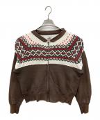 C.A.B.CLOTHINGキャブクロージング）の古着「雪柄スウェットカーディガン」｜ブラウン