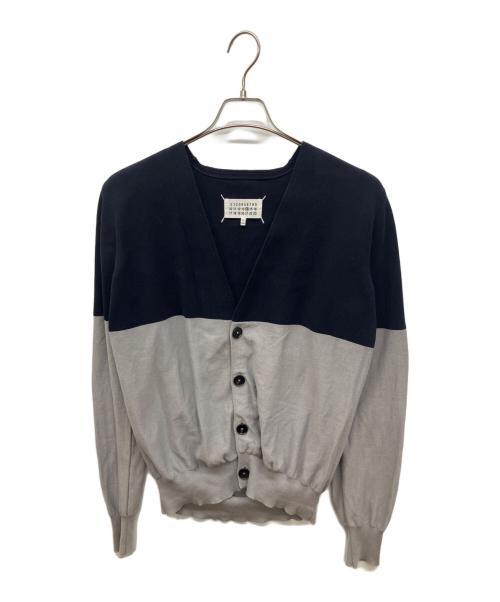 Maison Margiela（メゾンマルジェラ）Maison Margiela (メゾンマルジェラ) バイカラーニットカーディガン ネイビー×グレー サイズ:Mの古着・服飾アイテム