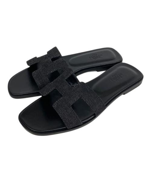 HERMES（エルメス）HERMES (エルメス) オラン フラットサンダル ブラック サイズ:37の古着・服飾アイテム