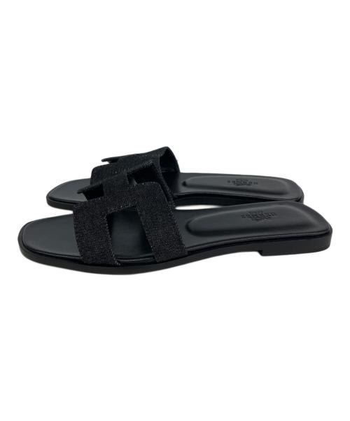 HERMES（エルメス）HERMES (エルメス) オラン フラットサンダル ブラック サイズ:37の古着・服飾アイテム