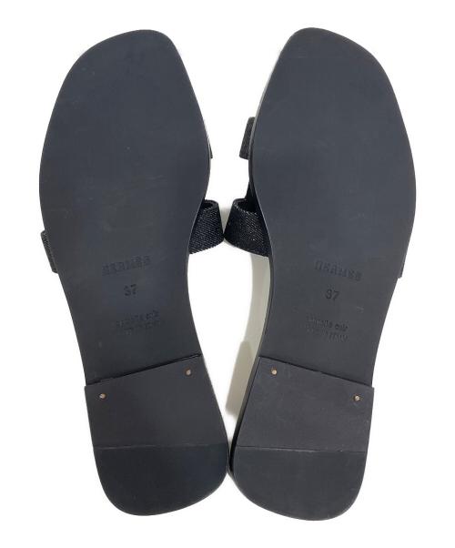 HERMES（エルメス）HERMES (エルメス) オラン フラットサンダル ブラック サイズ:37の古着・服飾アイテム