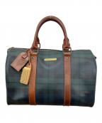 POLO RALPH LAURENポロ・ラルフローレン）の古着「レザーチェックボストンバッグ」｜グリーン