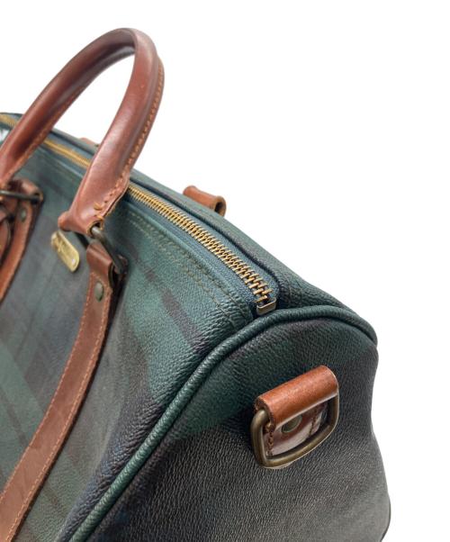 POLO RALPH LAUREN（ポロ・ラルフローレン）POLO RALPH LAUREN (ポロ・ラルフローレン) レザーチェックボストンバッグ グリーンの古着・服飾アイテム