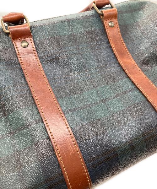 POLO RALPH LAUREN（ポロ・ラルフローレン）POLO RALPH LAUREN (ポロ・ラルフローレン) レザーチェックボストンバッグ グリーンの古着・服飾アイテム
