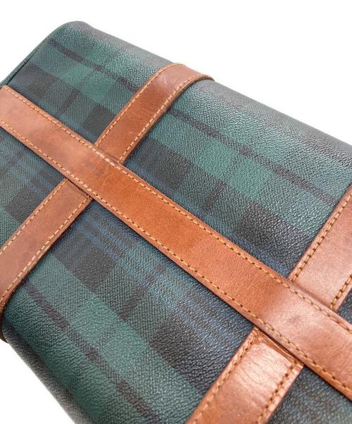 POLO RALPH LAUREN（ポロ・ラルフローレン）POLO RALPH LAUREN (ポロ・ラルフローレン) レザーチェックボストンバッグ グリーンの古着・服飾アイテム