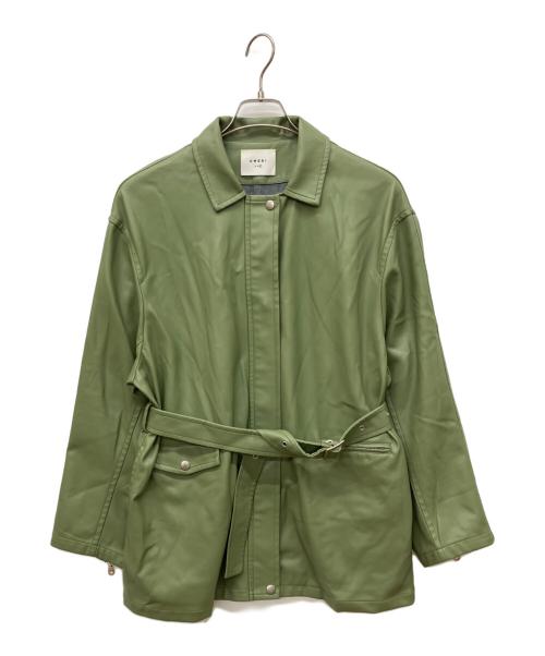 Ameri（アメリ）AMERI (アメリ) フェイクレザージャケット カーキ サイズ:Freeの古着・服飾アイテム