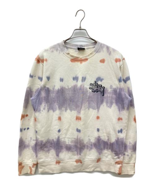 stussy（ステューシー）stussy (ステューシー) タイダイ柄 クルーネックスウェット ホワイト サイズ:Ｓの古着・服飾アイテム