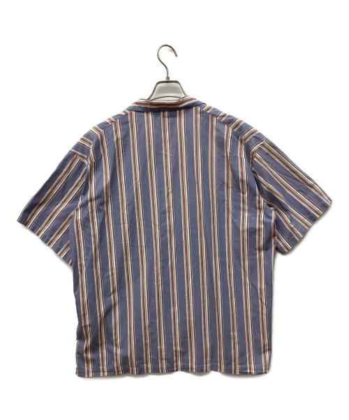 son of the cheese（（サノバチーズ））SON OF THE CHEESE (（サノバチーズ）) 半袖ストライプシャツ ブルー サイズ:Lの古着・服飾アイテム