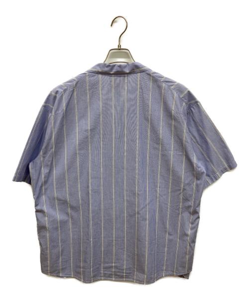 son of the cheese（（サノバチーズ））SON OF THE CHEESE (（サノバチーズ）) 半袖ストライプシャツ ブルー サイズ:Lの古着・服飾アイテム