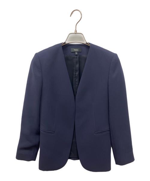theory（セオリー）theory (セオリー) Admiral Crepe Lindrayia Bノーカラージャケット ネイビー サイズ:00の古着・服飾アイテム