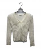 FRAY IDフレイ アイディー）の古着「ラッフルチュールニットカーディガン」｜ホワイト