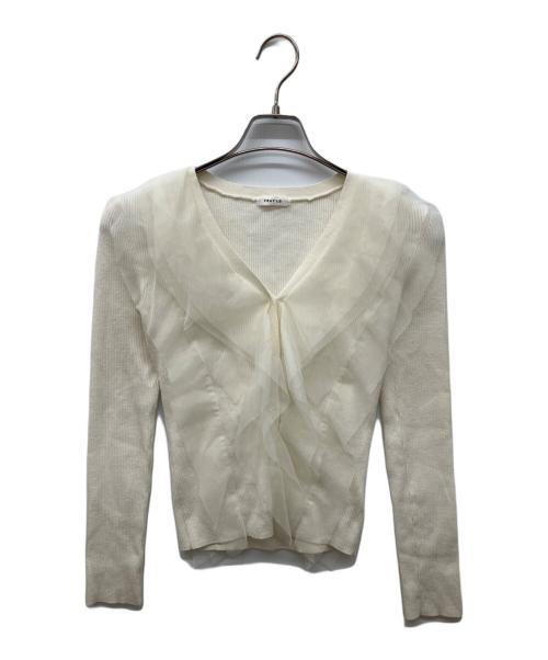 FRAY ID（フレイ アイディー）FRAY ID (フレイ アイディー) ラッフルチュールニットカーディガン ホワイト サイズ:FREEの古着・服飾アイテム