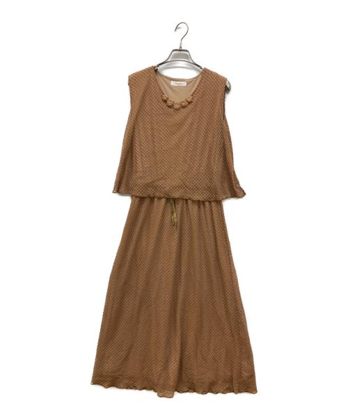 INGEBORG（インゲボルグ）INGEBORG (インゲボルグ) チュールレースワンピース ブラウン サイズ:4の古着・服飾アイテム