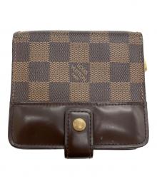 LOUIS VUITTON（ルイ ヴィトン）の古着「2つ折り財布　コンパクトジップ　ダミエ・エベヌ」｜ブラウン