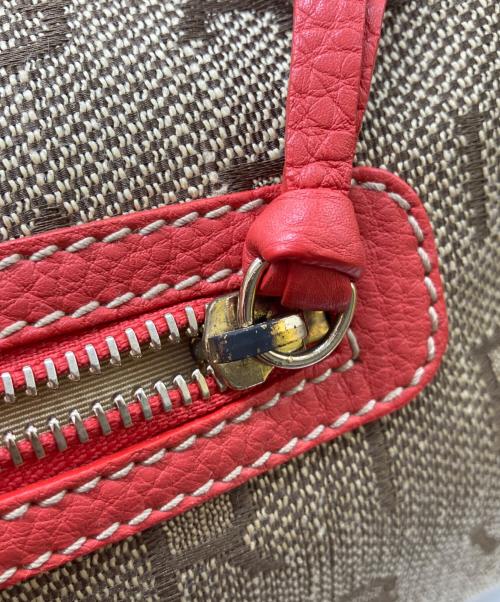 BVLGARI（ブルガリ）BVLGARI (ブルガリ) ロゴマニアハンドバッグ レッド×ベージュの古着・服飾アイテム