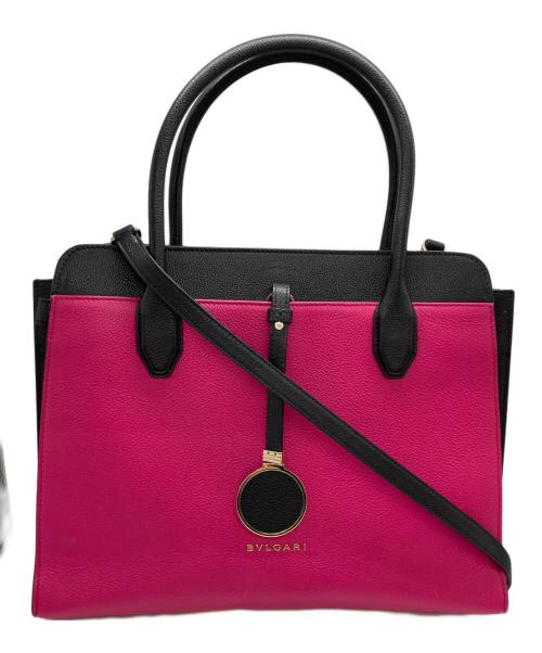 BVLGARI（ブルガリ）BVLGARI (ブルガリ) ブルガリ・ブルガリ アルバ トートバッグ 2WAY ピンク×ブラックの古着・服飾アイテム