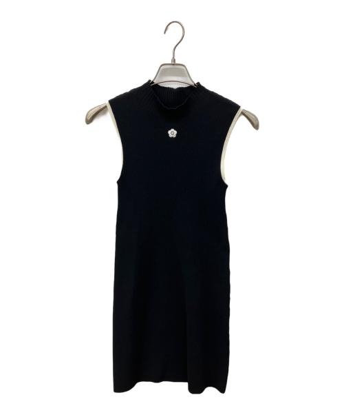 Lily Brown（リリーブラウン）Lily Brown (リリーブラウン) MARY QUANT (マリークヮント) デイジー刺繍ニットワンピース ブラック サイズ:FREEの古着・服飾アイテム