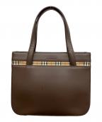 BURBERRYバーバリー）の古着「ノバチェックレザーハンドバッグ」｜ブラウン