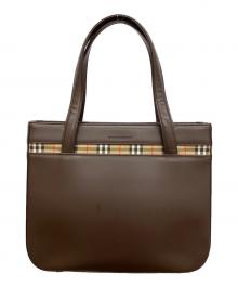 BURBERRY（バーバリー）の古着「ノバチェックレザーハンドバッグ」｜ブラウン