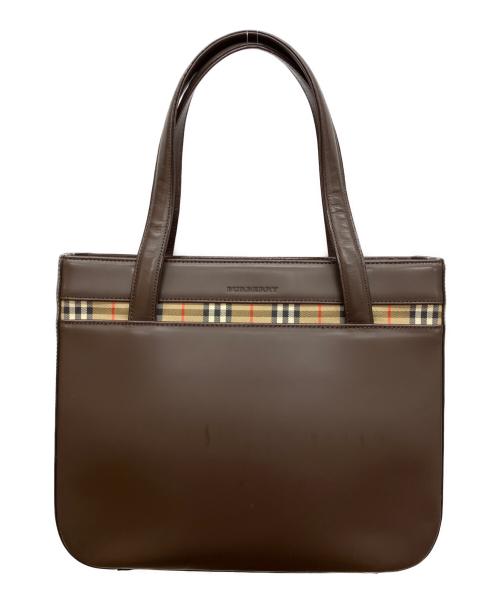 BURBERRY（バーバリー）BURBERRY (バーバリー) ノバチェックレザーハンドバッグ ブラウンの古着・服飾アイテム