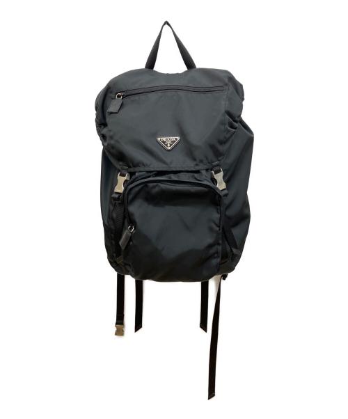 PRADA（プラダ）PRADA (プラダ) Re-Nylon xサフィアーノレザー バックパック　ナイロンリュック　バックパック ブラックの古着・服飾アイテム