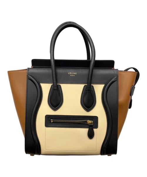 CELINE（セリーヌ）CELINE (セリーヌ) ラゲージマイクロショッパー ベージュ×ブラックの古着・服飾アイテム