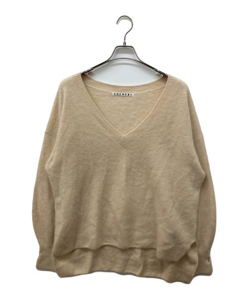 SHENERY（シーナリー）SHENERY (シーナリー) ラクーンVネックニット アイボリー サイズ:FREEの古着・服飾アイテム