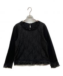 INGEBORG（インゲボルグ）の古着「バラモチーフレースプルオーバー」｜ブラック