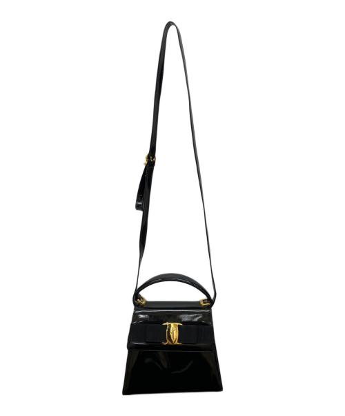 Salvatore Ferragamo（サルヴァトーレ フェラガモ）Salvatore Ferragamo (サルヴァトーレ フェラガモ) 2WAYショルダーエナメルバッグ ブラックの古着・服飾アイテム