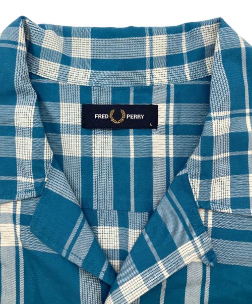 FRED PERRY（フレッドペリー）FRED PERRY (フレッドペリー) チェックオープンカラーシャツ ブルー サイズ:Lの古着・服飾アイテム