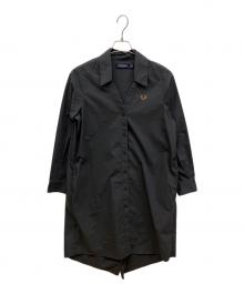 FRED PERRY（フレッドペリー）の古着「Fishtail Hem Shirt Dress」｜ブラック