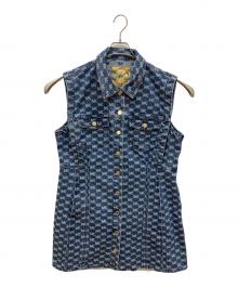 MICHAEL KORS（マイケルコース）の古着「Logo Jacquard Stretch Denim Sleeveless Shirtdress」｜インディゴ