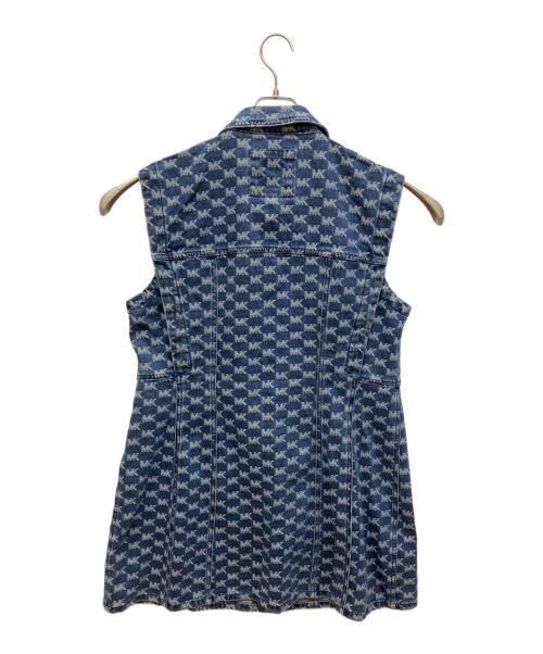MICHAEL KORS（マイケルコース）MICHAEL KORS (マイケル・コース) Logo Jacquard Stretch Denim Sleeveless Shirtdress インディゴ サイズ:不明の古着・服飾アイテム