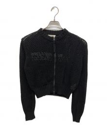 Matin Kim（マーティン・キム）の古着「BACK JACQUARD LOGO KNIT ZIP UP」｜ブラック
