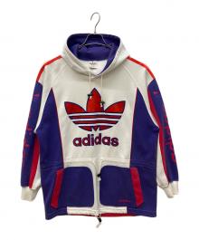 adidas（アディダス）の古着「プルオーバーパーカー」｜ホワイト×パープル