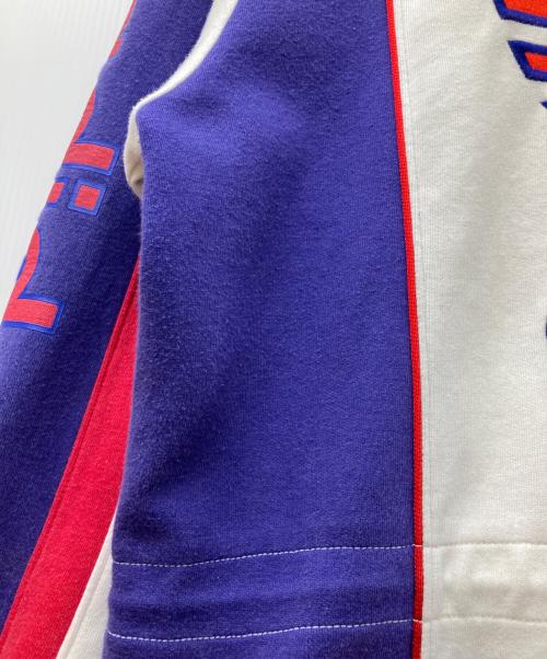 adidas（アディダス）adidas (アディダス) プルオーバーパーカー ホワイト×パープル サイズ:M-Lの古着・服飾アイテム