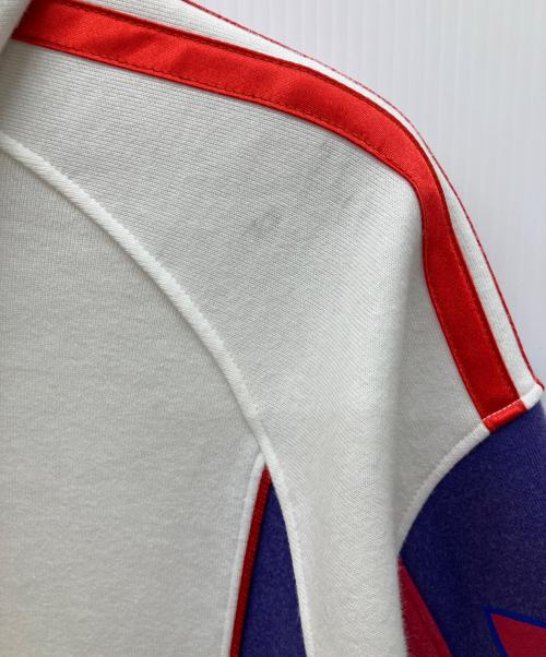 adidas（アディダス）adidas (アディダス) プルオーバーパーカー ホワイト×パープル サイズ:M-Lの古着・服飾アイテム