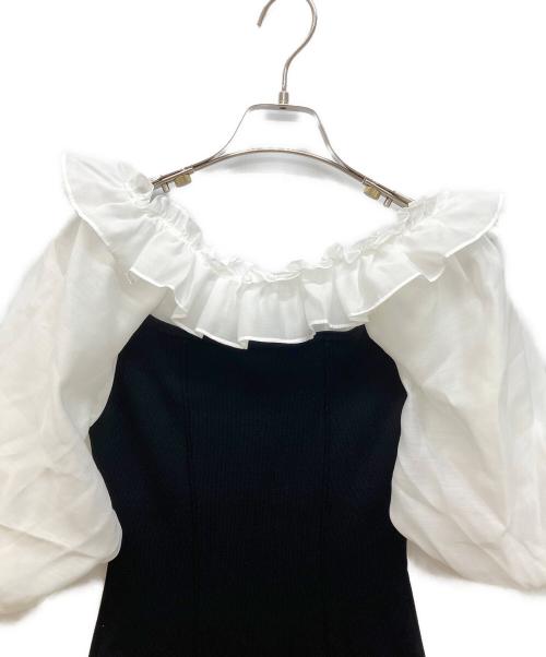 Snidel（スナイデル）Snidel (スナイデル) シアードッキングニットワンピース ホワイト×ブラック サイズ:ONE SIZE 未使用品の古着・服飾アイテム