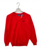 FRED PERRYフレッドペリー）の古着「Vネックニット」｜レッド