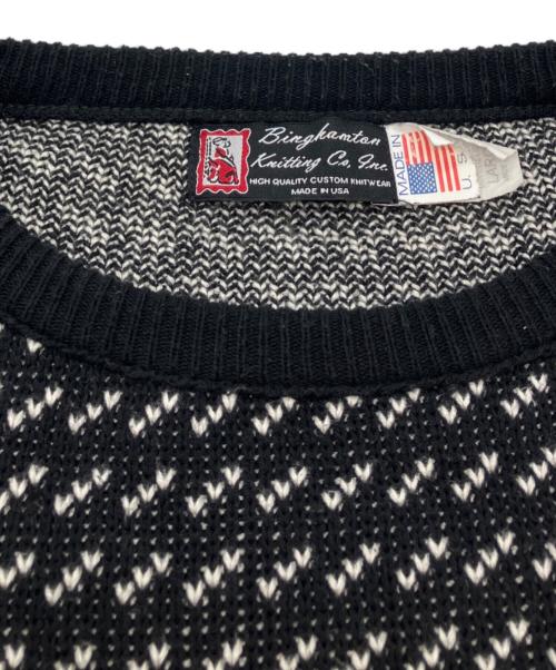 binghamton knitting company（ビンガムトンニッティングカンパニー）Binghamton Knitting Company (ビンガムトンニッティングカンパニー) バーズアイニット ブラック サイズ:Ｌの古着・服飾アイテム