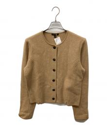 BROOKS BROTHERS（ブルックスブラザーズ）の古着「メリノボイルドウールノーカラーショートニットジャケット」｜キャメル