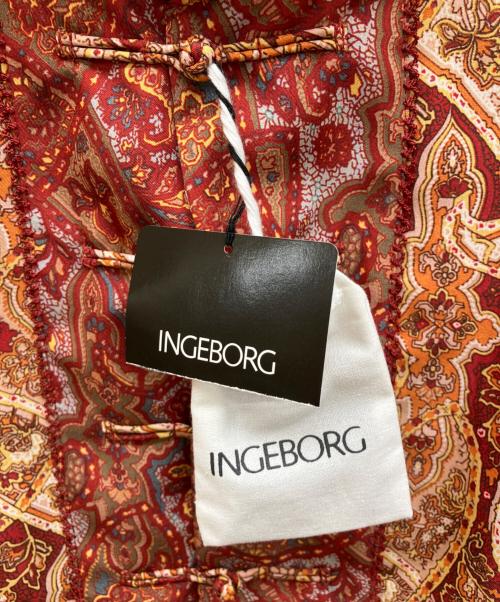 INGEBORG（インゲボルグ）INGEBORG (インゲボルグ) 花柄チャイナシャツブラウス レッド サイズ:4の古着・服飾アイテム