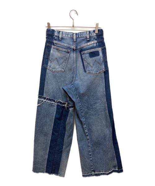 Wrangler（ラングラー）Wrangler (ラングラー) パッチワークデザインワイドデニムパンツ インディゴ サイズ:XSの古着・服飾アイテム