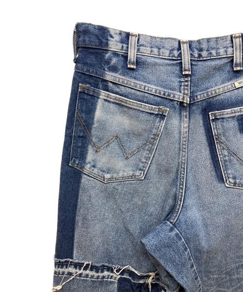 Wrangler（ラングラー）Wrangler (ラングラー) パッチワークデザインワイドデニムパンツ インディゴ サイズ:XSの古着・服飾アイテム