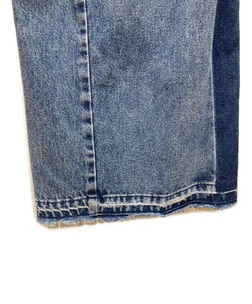 Wrangler（ラングラー）Wrangler (ラングラー) パッチワークデザインワイドデニムパンツ インディゴ サイズ:XSの古着・服飾アイテム