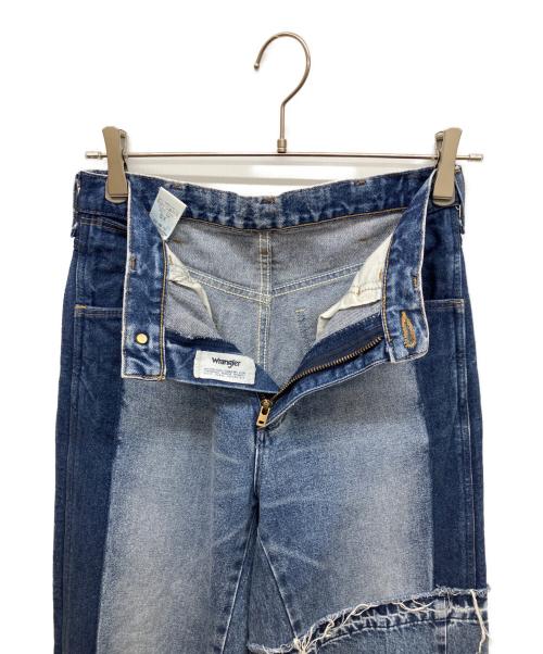 Wrangler（ラングラー）Wrangler (ラングラー) パッチワークデザインワイドデニムパンツ インディゴ サイズ:XSの古着・服飾アイテム