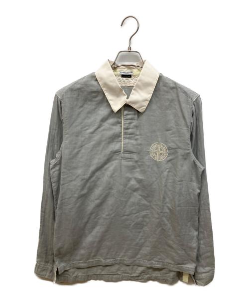 STONE ISLAND（ストーンアイランド）STONE ISLAND (ストーンアイランド) 05SS EMBROIDERED LOGO LONGSLEEVE POLO SHIRT　長袖ポロシャツ ブルー サイズ:Mの古着・服飾アイテム