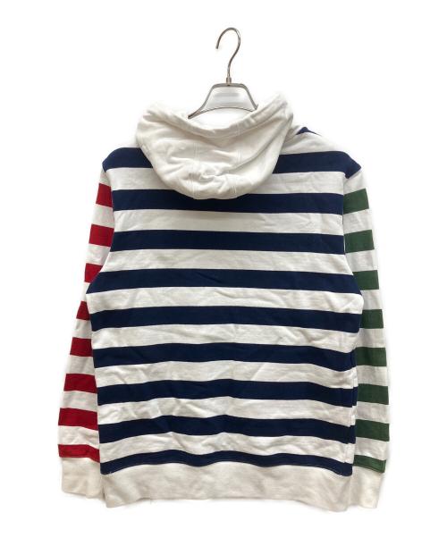HUF（ハフ）HUF (ハフ) ボーダープルオーバーパーカー ホワイト サイズ:Mの古着・服飾アイテム