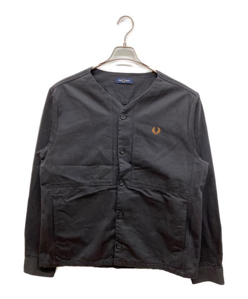 FRED PERRY（フレッドペリー）FRED PERRY (フレッドペリー) COLLARLESS OVERSHIRT ブラック サイズ:Lの古着・服飾アイテム