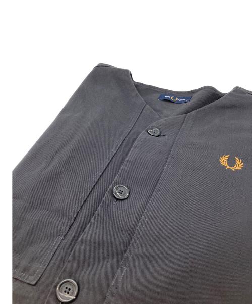 FRED PERRY（フレッドペリー）FRED PERRY (フレッドペリー) COLLARLESS OVERSHIRT ブラック サイズ:Lの古着・服飾アイテム